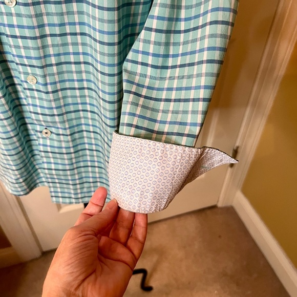 $168 Men's Tommy Bahama Sarasota Stretch Regatta Atlantis Teal Shirt Size LARGE - Picture 3 of 3